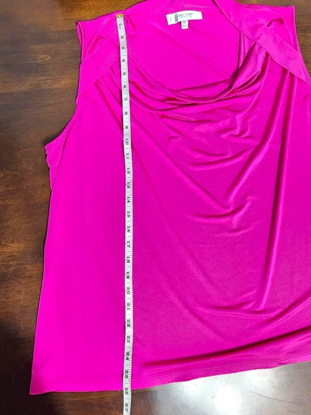 Jones Studio Fuchsia 3X Sleeveless Top – Draped Cowl Neck with Shoulder Accents - Picture 11 of 13